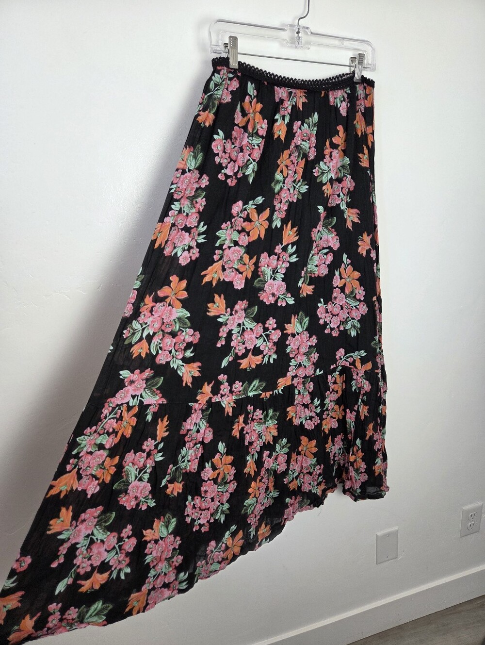 Maxi Length Tiered Floral Skirt Cotton Blend Boho Gypsy Hippie Cottagecore M